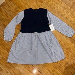 Free Assembly Striped Sweater Dark Navy Kids Dress